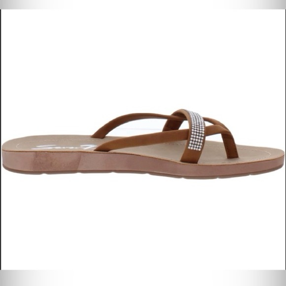 NWT Seven7 Bondi Caramel Saddle Sandals with Rhinestones Size 9 - Picture 2 of 4